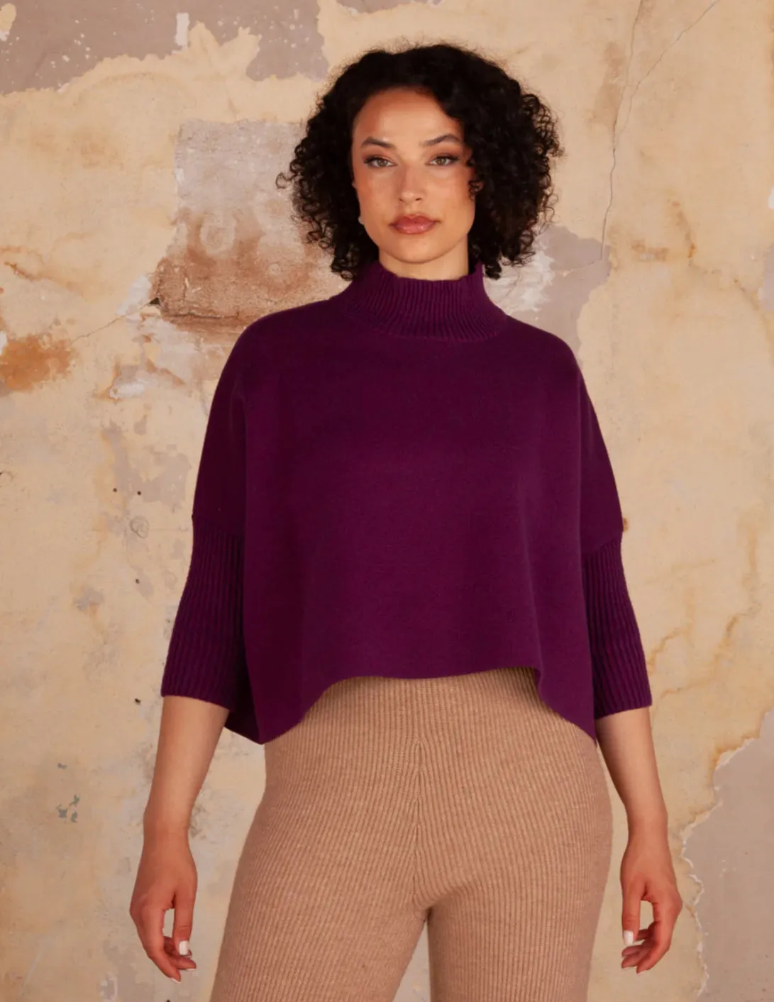 Purple Wine Aja Crop Sweater