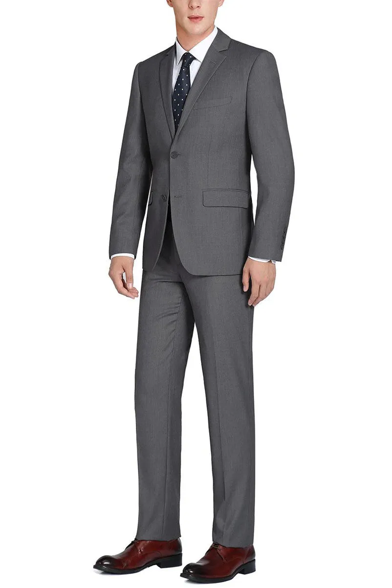 "Rafael" Dark Grey 2-Button Notch Suit (2-Piece Set)