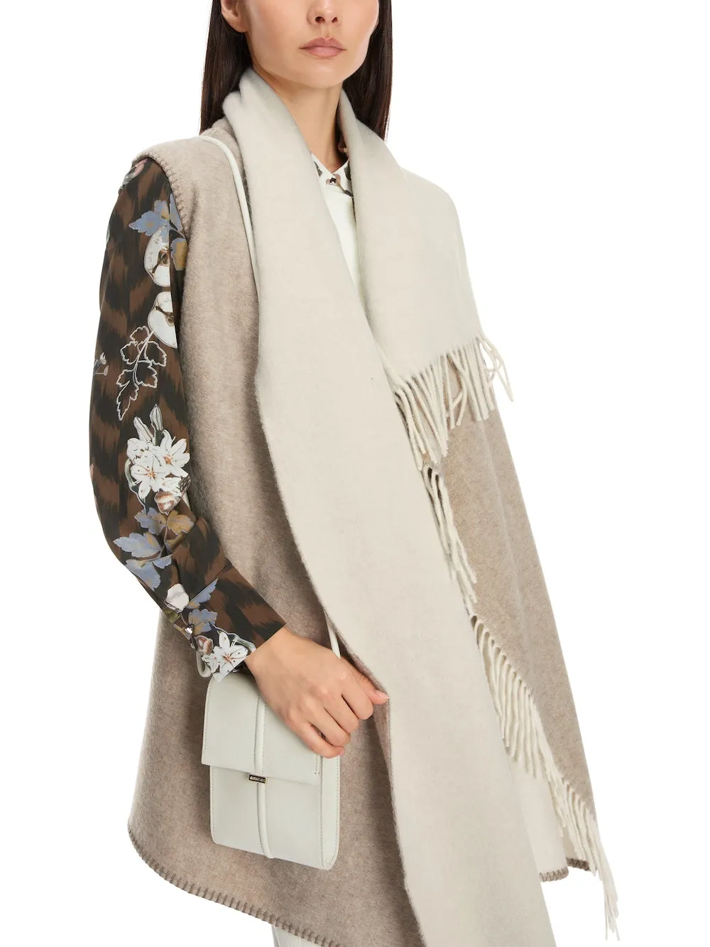 Raffia Melange Reversible Wool Shawl Waistcoat