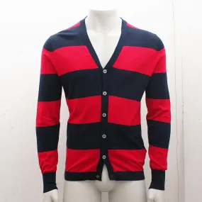 Red & Navy Stripe Slim Fit Cardigan