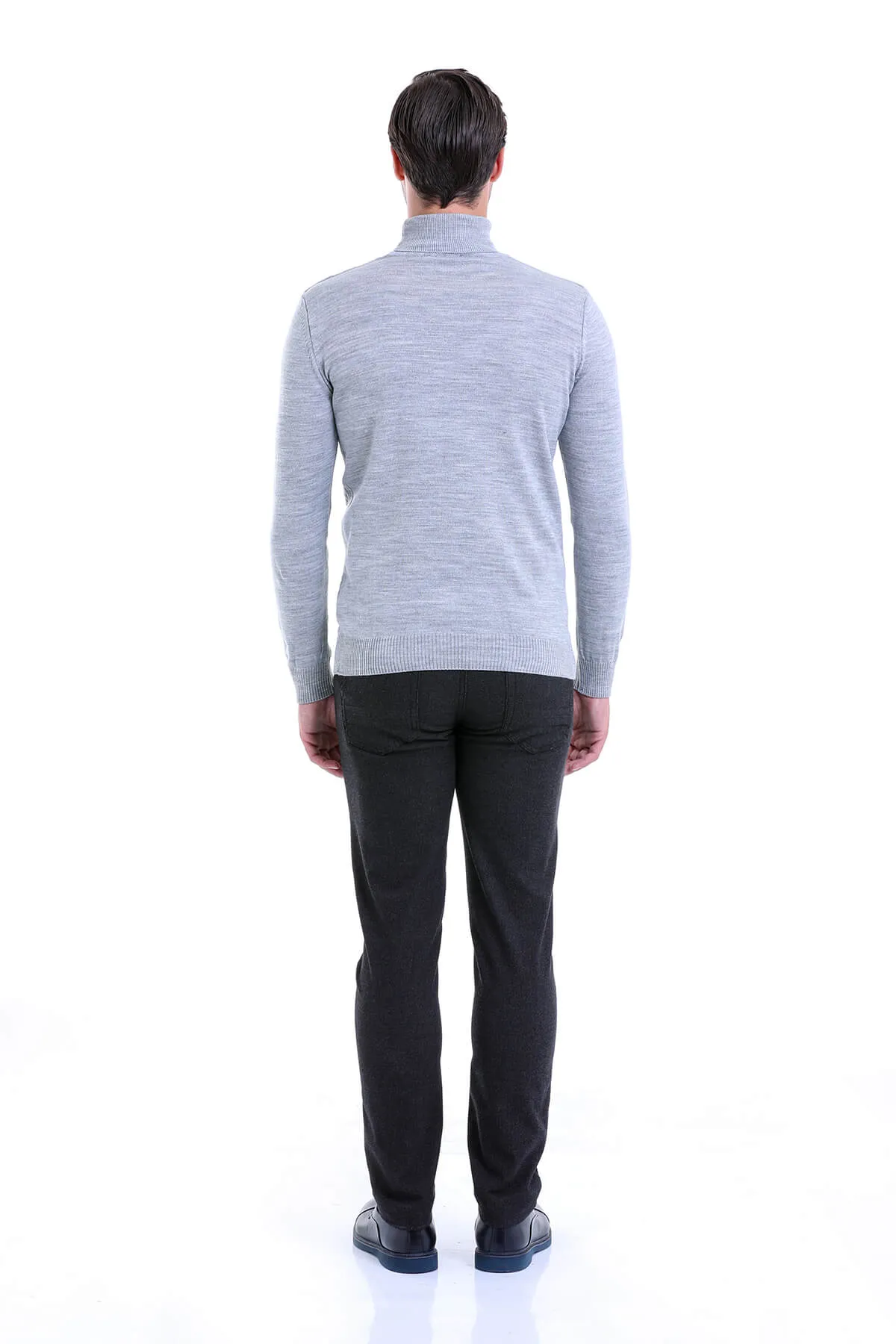 Regular Fit Gray Turtleneck Sweater