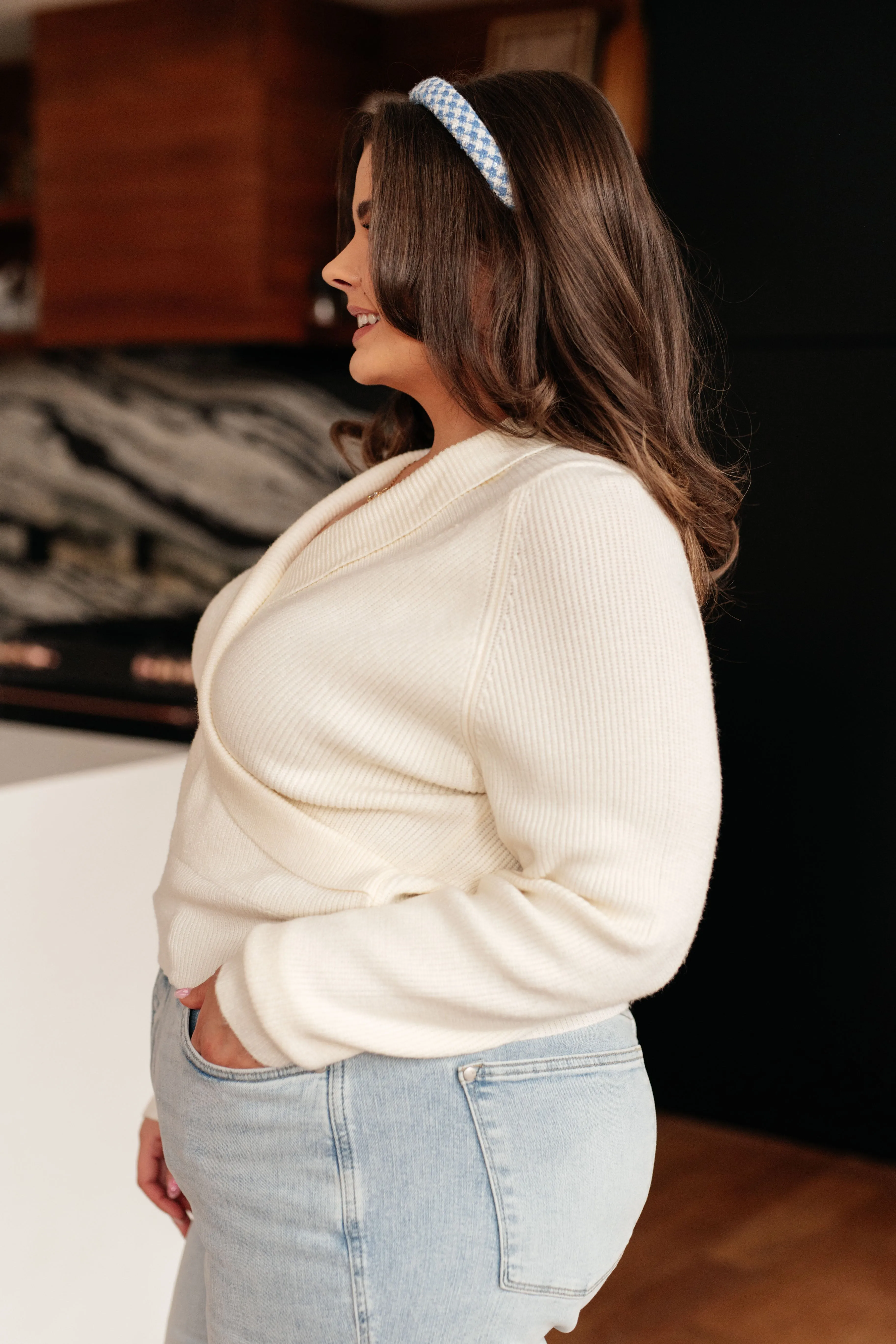 Requisite Request Surplice Crop Sweater - 11/25