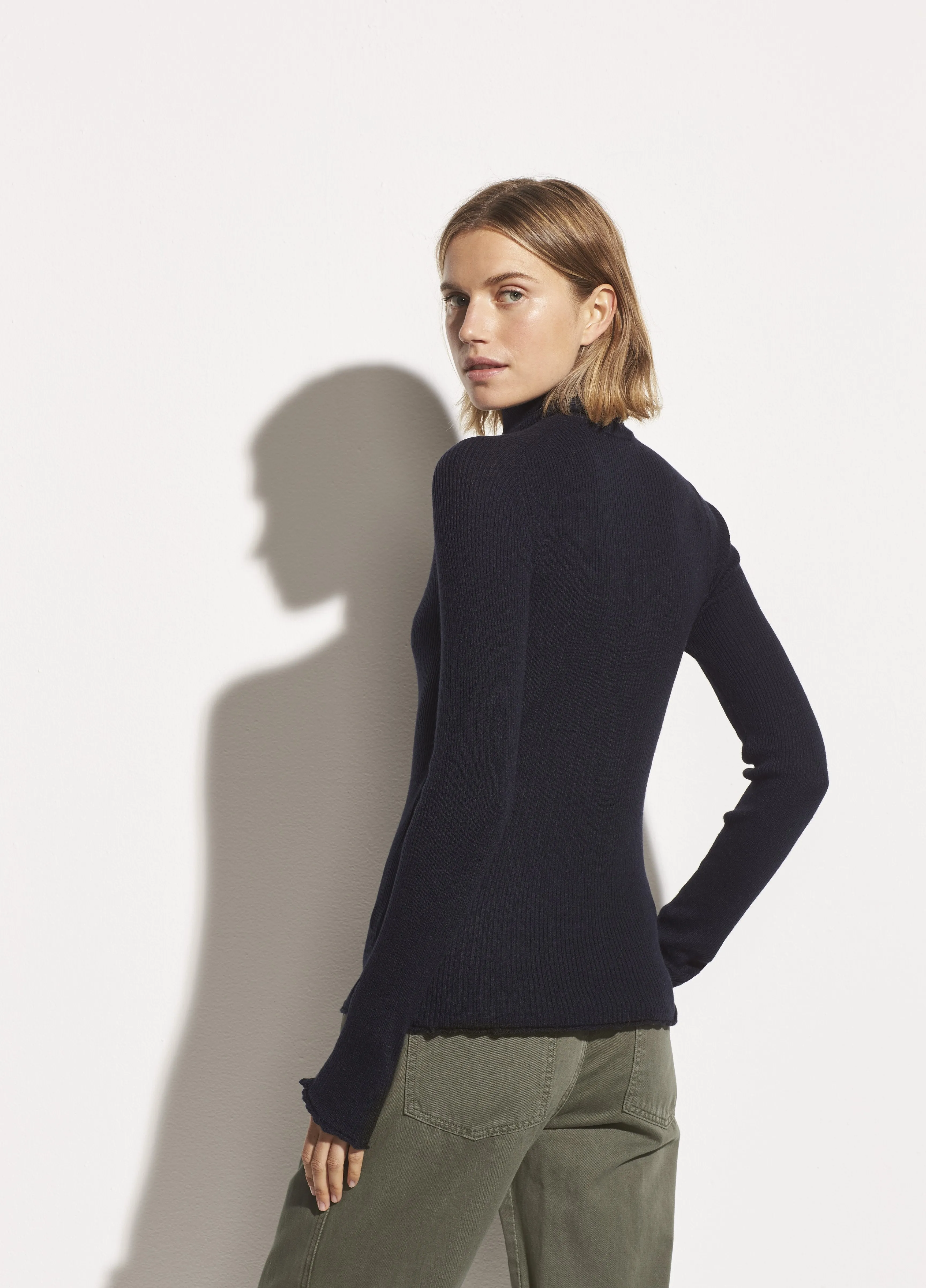 Ribbed Turtleneck in Coastal Blue