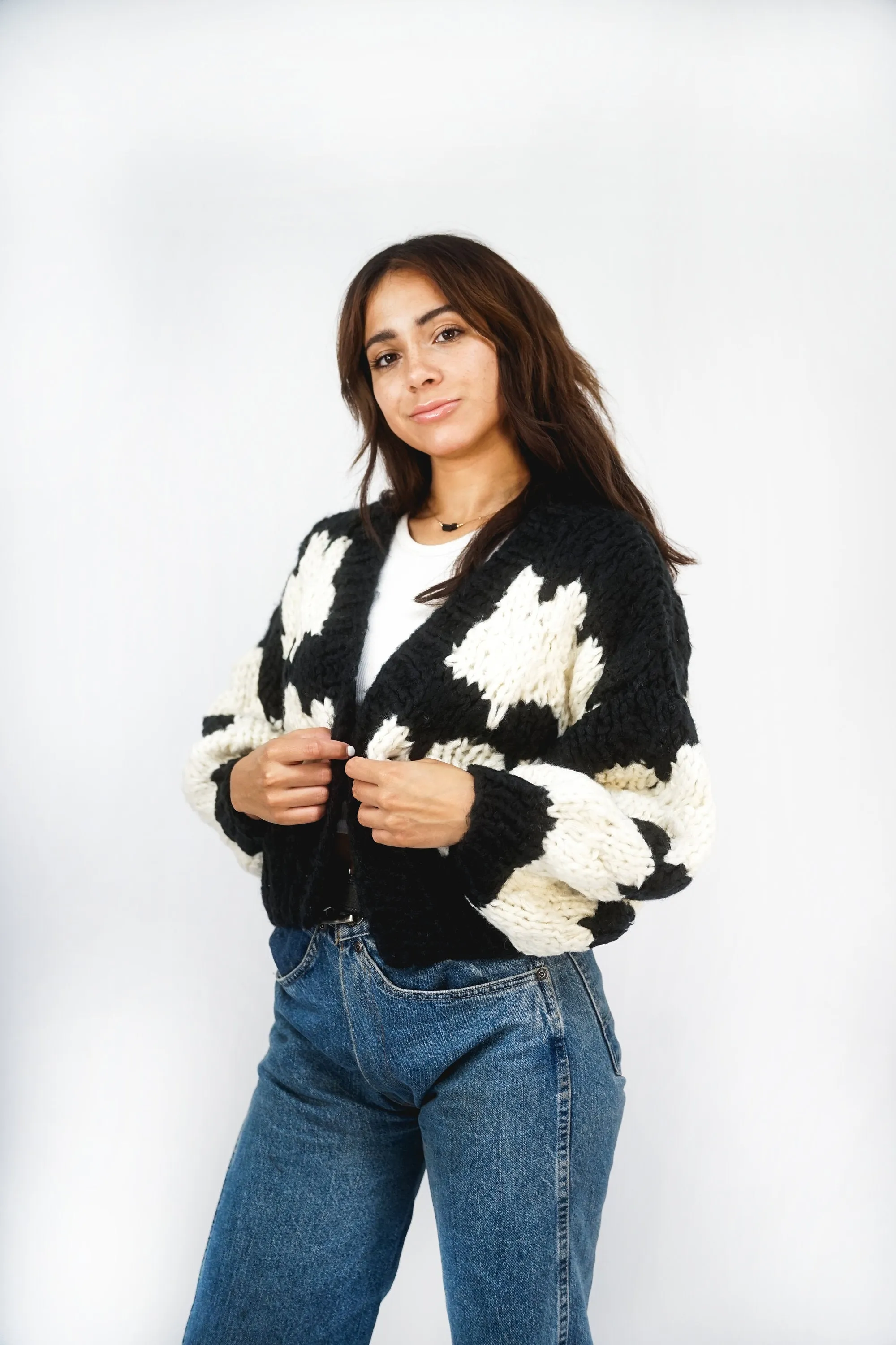 Savanna Handmade Cardi | Blk-Wht