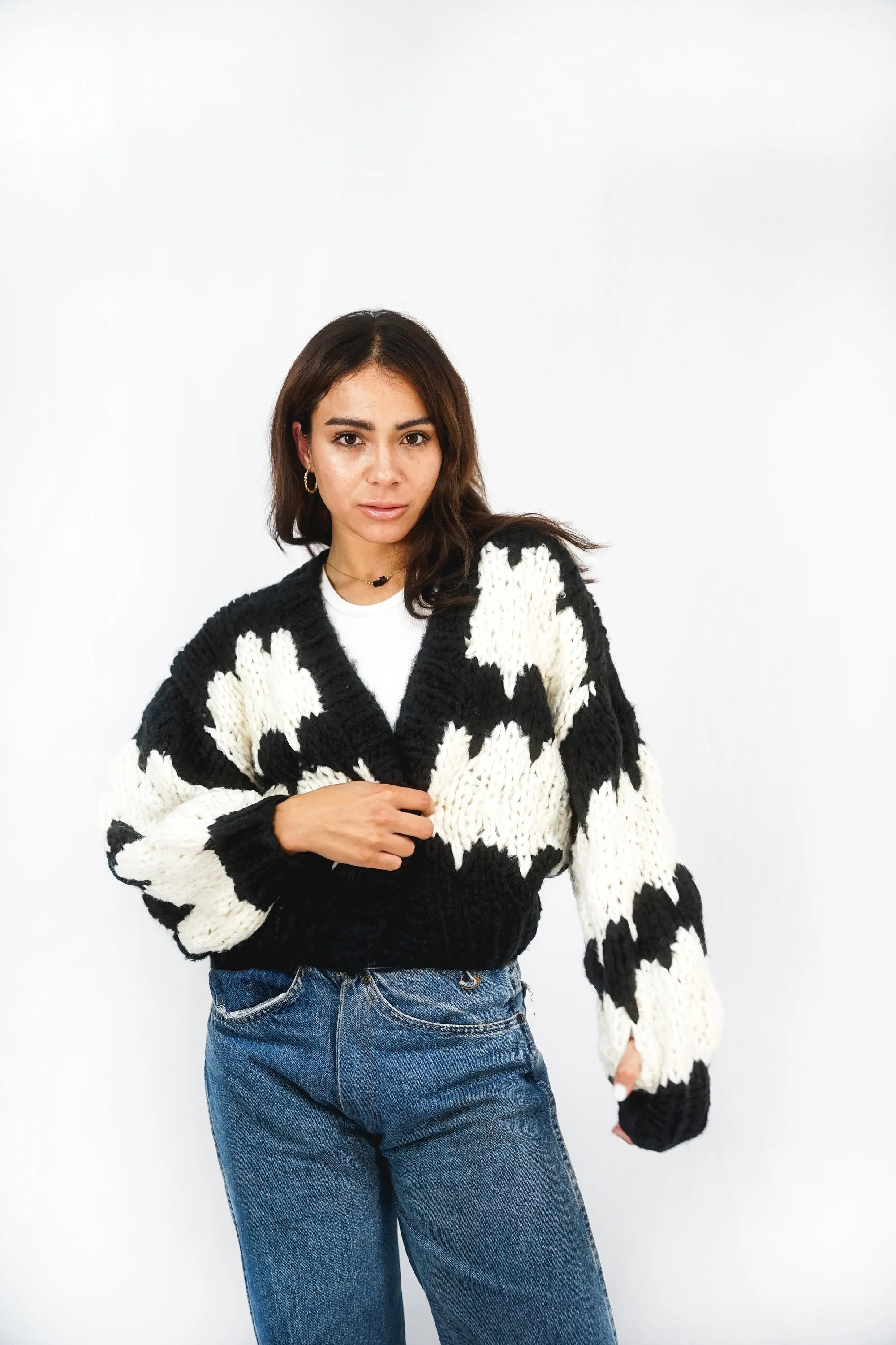 Savanna Handmade Cardi | Blk-Wht