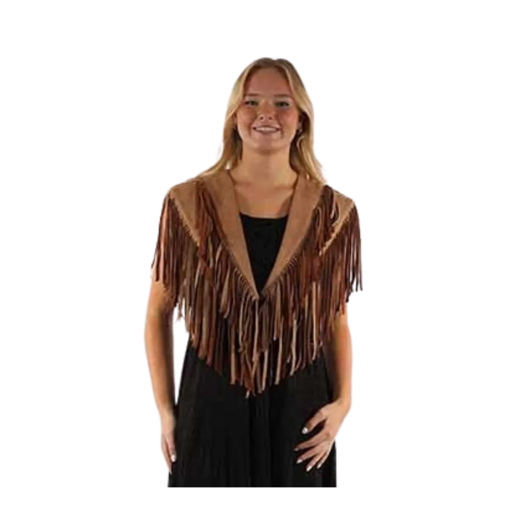 Scully Leather Women's Brown Fringe Shawl