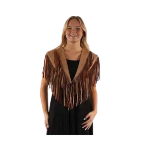 Scully Leather Women's Brown Fringe Shawl