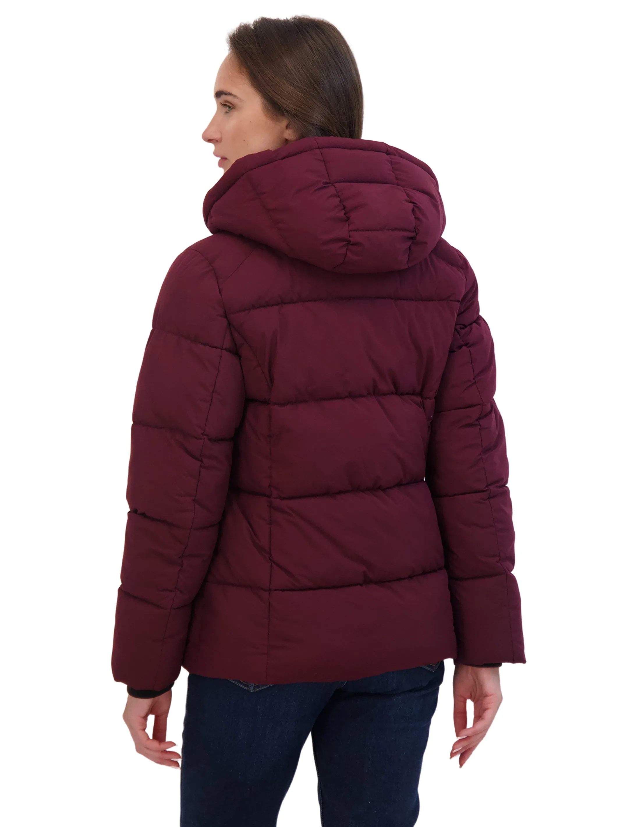 Sebby Collection Women's Short Hooded Stretch Puffer Jacket