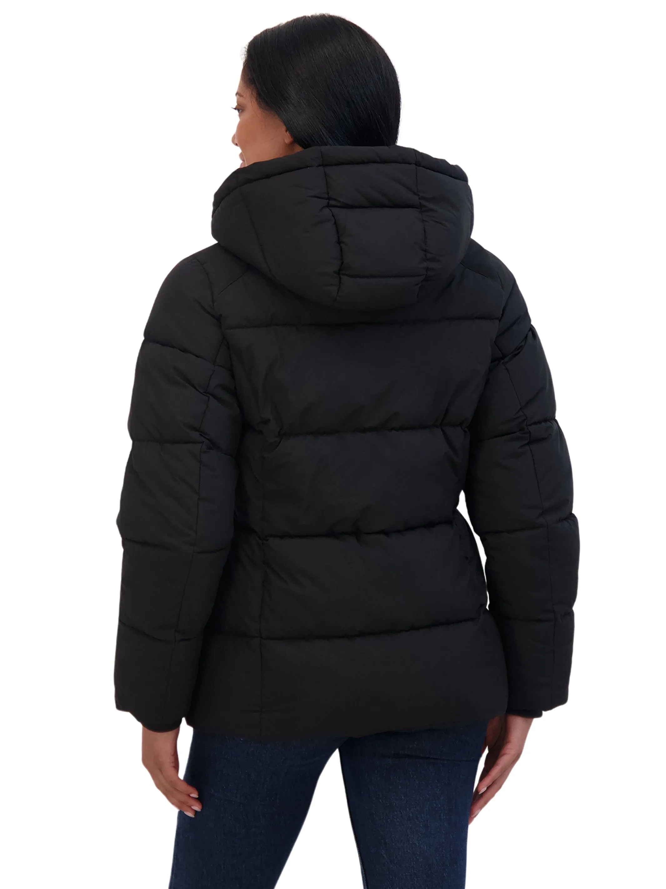 Sebby Collection Women's Short Hooded Stretch Puffer Jacket