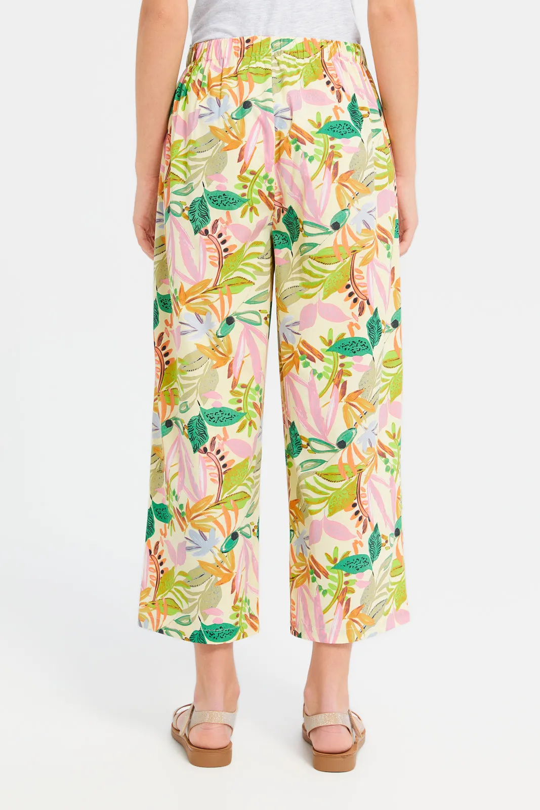 Senior Girls Yellow Tropical Culotte Pants