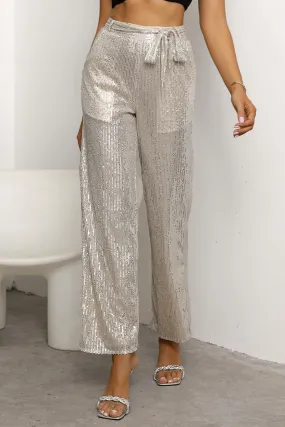 Sequin Elegance Straight Leg Pants  - Culture Heaven Special