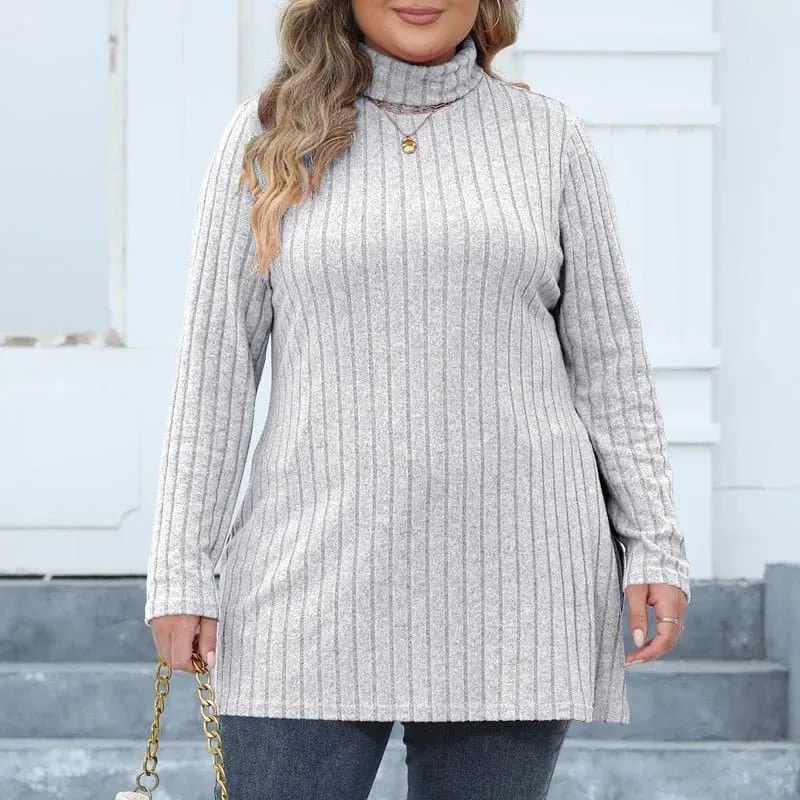 Side Split Ribbed Knit Shirt