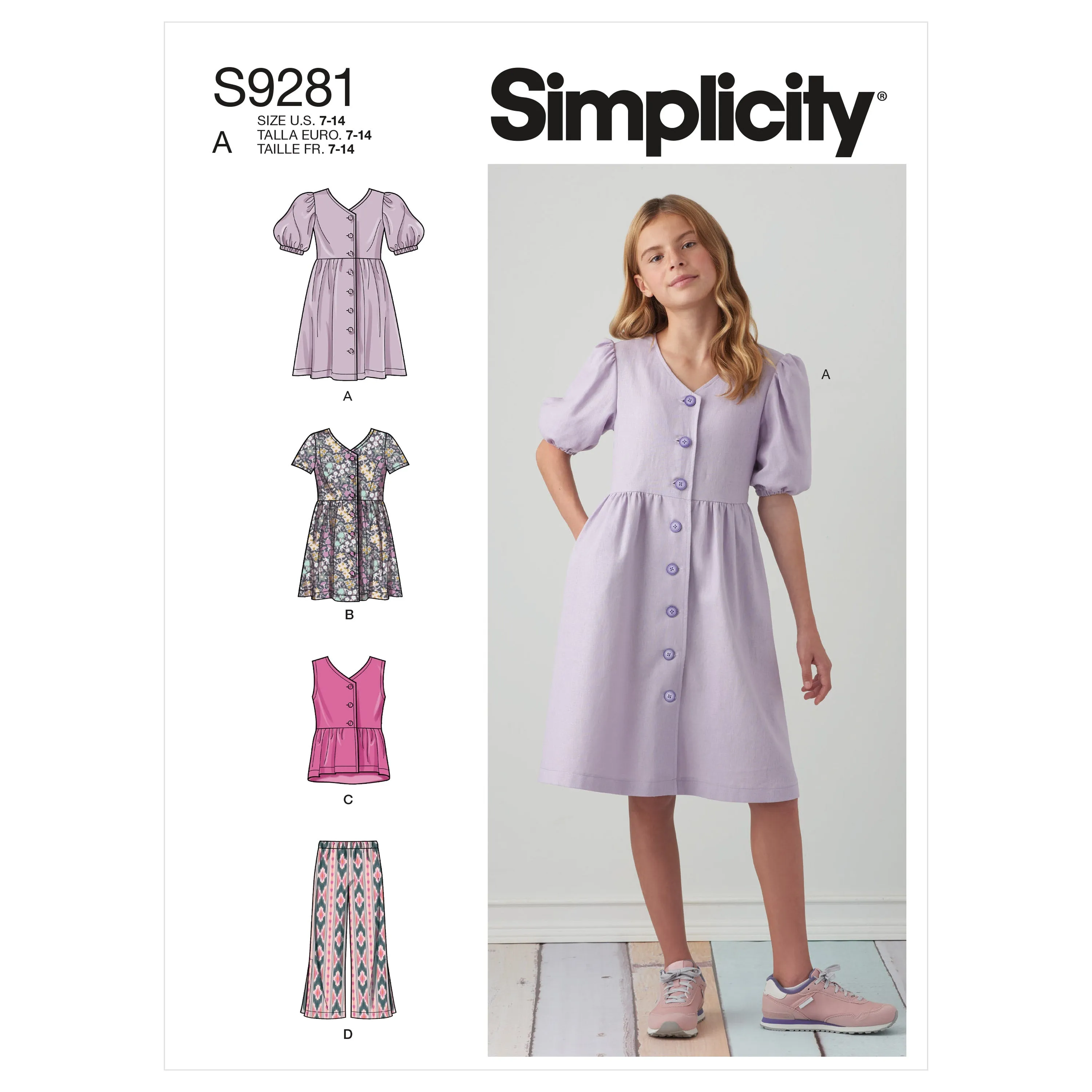 Simplicity Pattern 9281 Girls' Dresses, Top & Pants