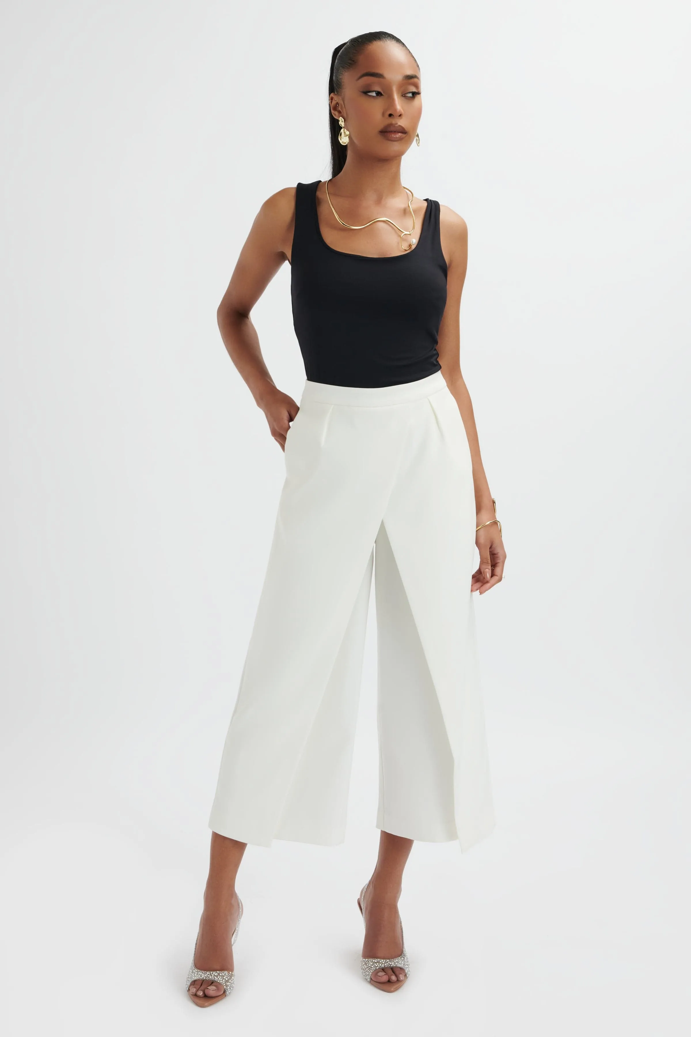 SIYA Wrap Culotte Trousers In White