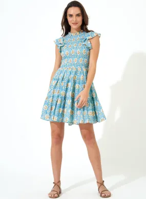 Smocked Flirty Short Dress - Ocean Haveli