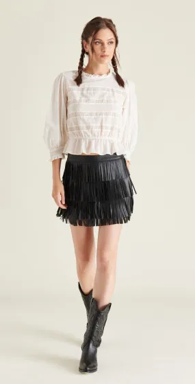 STE Danika Faux Leather Fringe Skirt