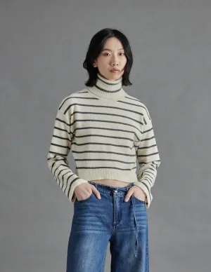 STE Narsha Stripe Ivory Turtleneck Sweater