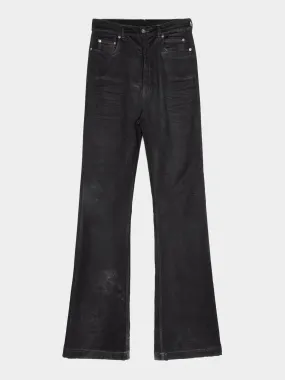 'Strobe' Waxed Bolan Bootcut Jeans