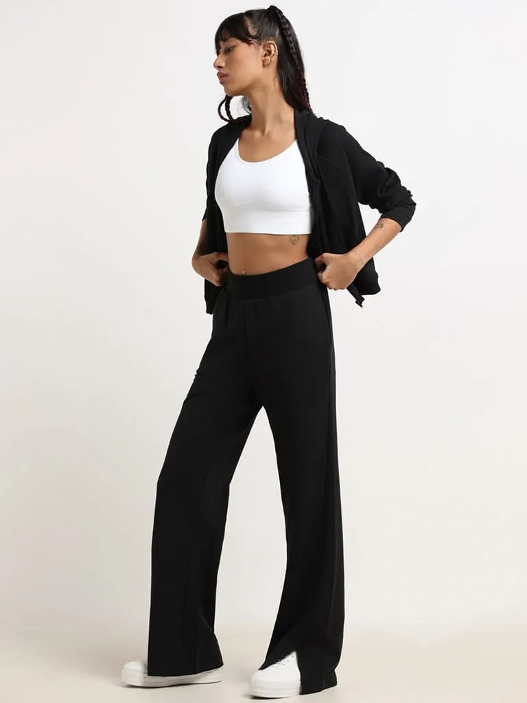 Studiofit Black Cotton Straight Fit Track Pants