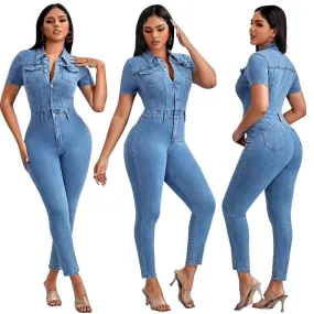 Stylish Skinny Denim Jumpsuit for Women's Fashion Jeans