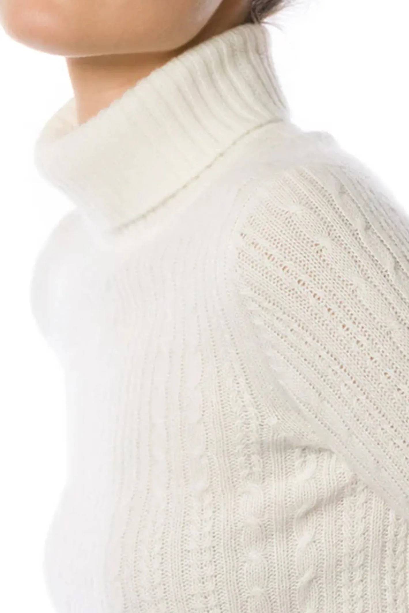 Sustainable Cashmere Cable Knit Sweater - White