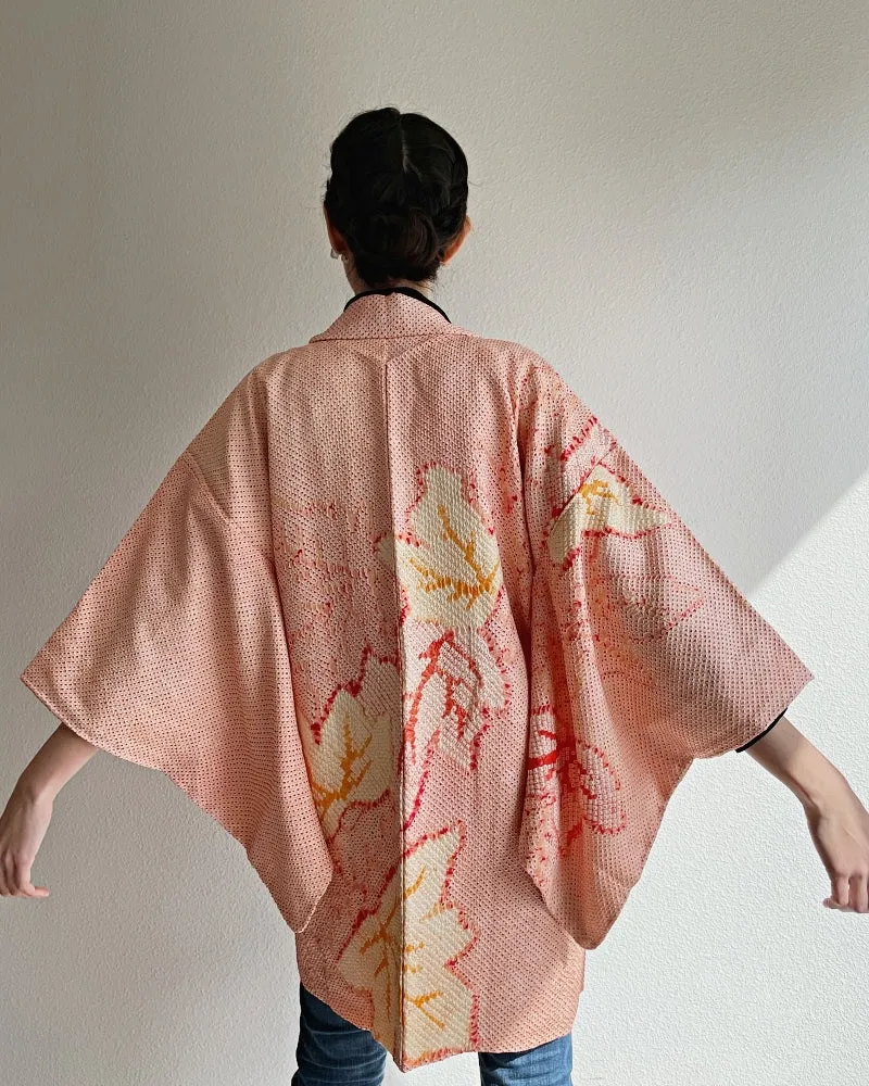 Sweet Maple Leaves Shibori Haori Kimono Jacket