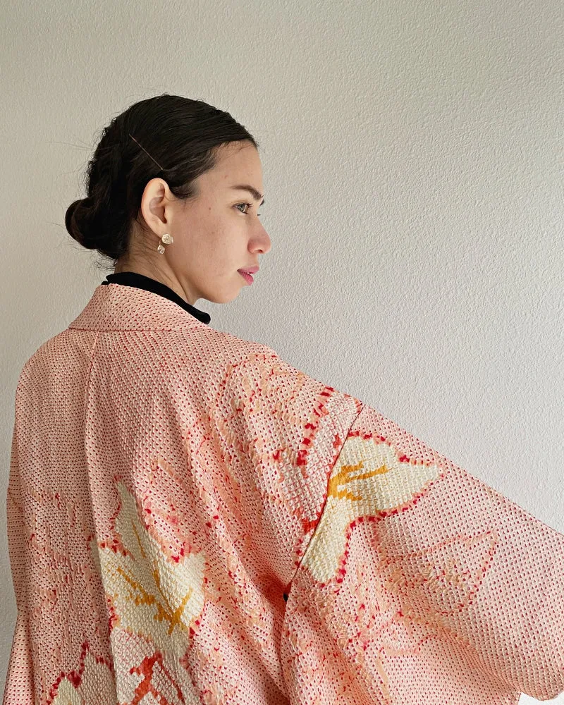 Sweet Maple Leaves Shibori Haori Kimono Jacket