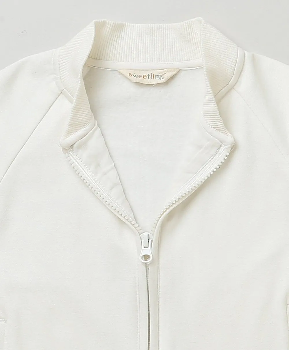 Sweetlime By As White Cotton Fleece Jacket