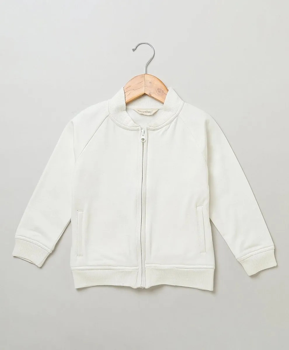 Sweetlime By As White Cotton Fleece Jacket