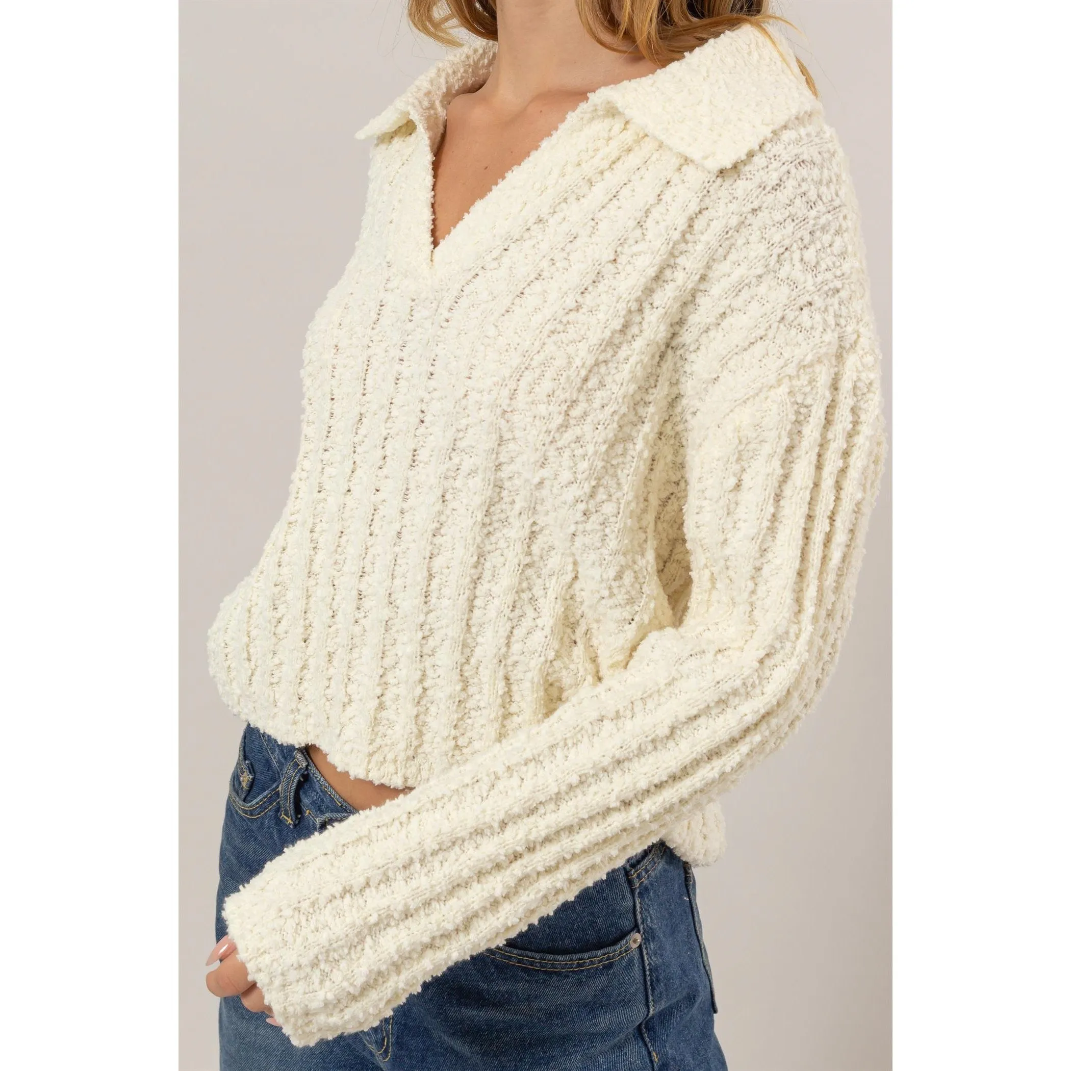 Swift Boucle Collared Sweater