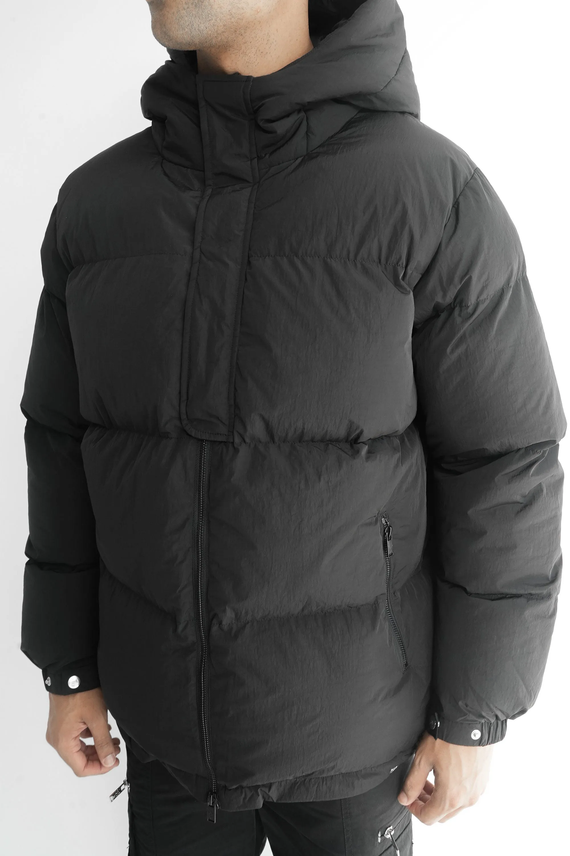 Technical Reflective Puffer Jacket - Black