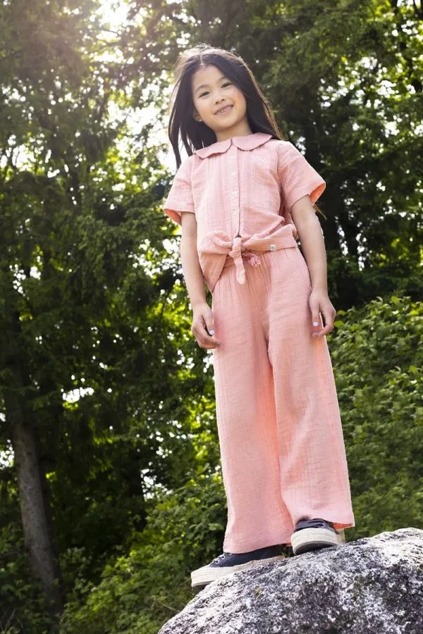 The Evadale Wide Leg Trousers - Rose - KIDS