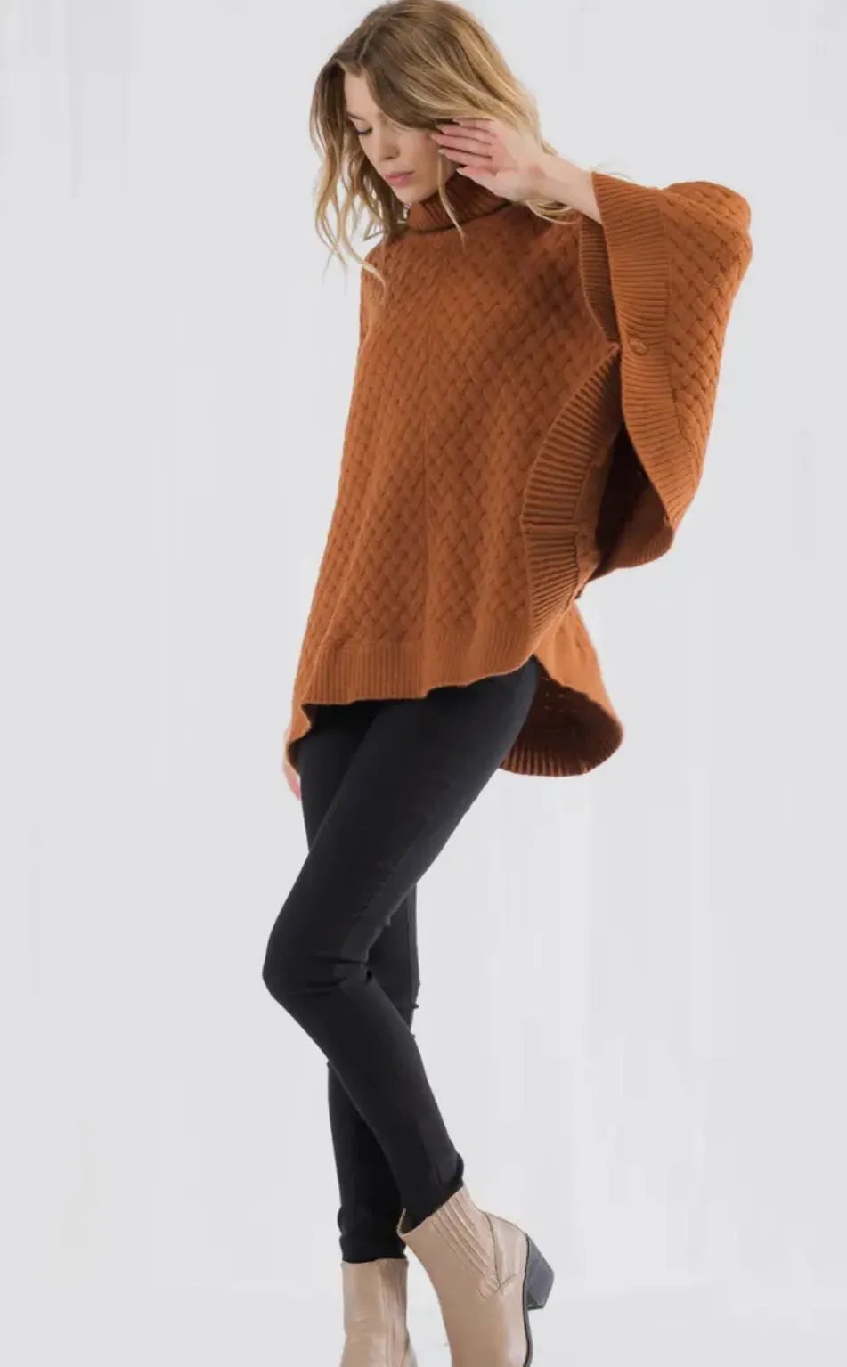 The Vintage Shop Basket Weave Poncho