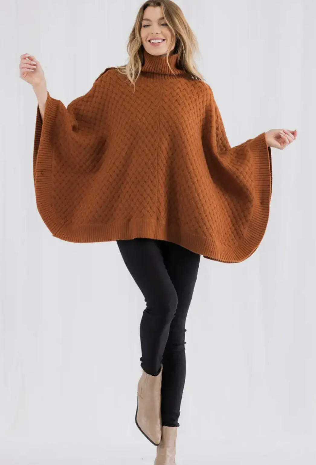 The Vintage Shop Basket Weave Poncho