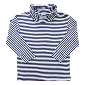 Thin Stripe Turtleneck -Navy