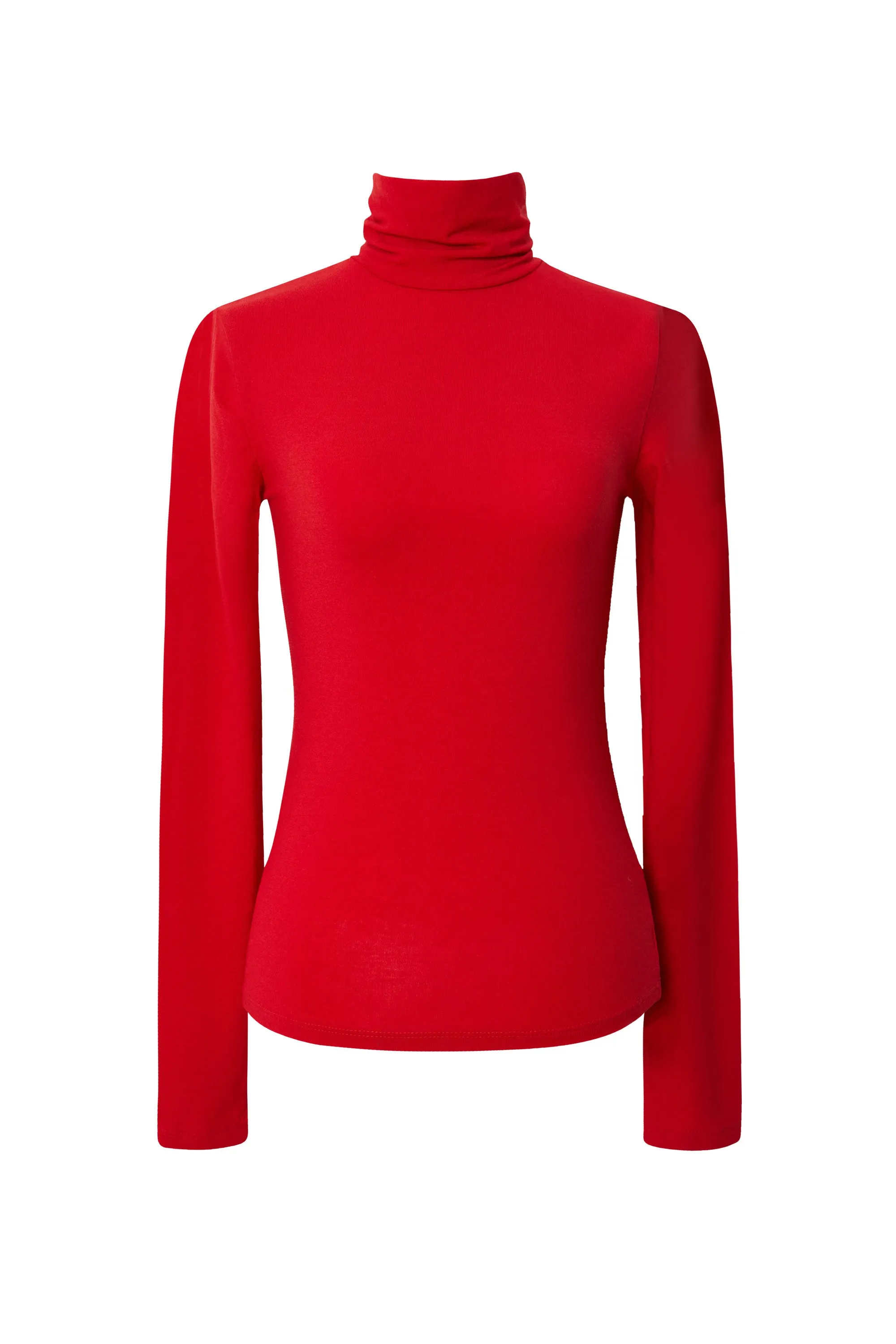 Tracy Red Long Sleeve Turtleneck Top