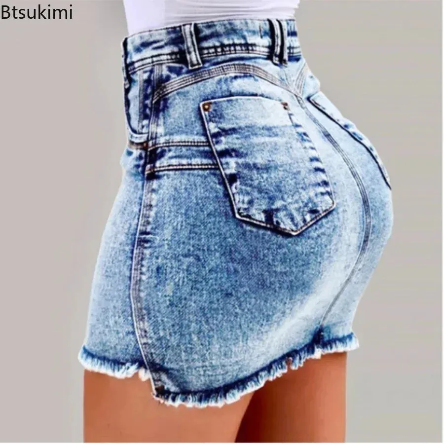 Trendy High Waisted Mini Denim Skirt