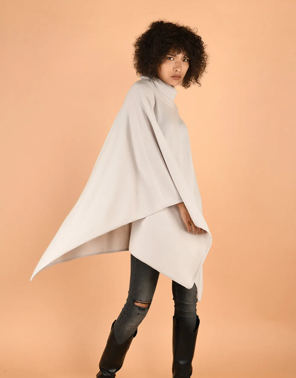 Turtleneck Poncho in Fog