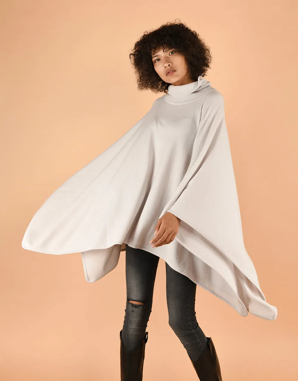 Turtleneck Poncho in Fog