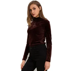 Turtleneck Velvet Long Sleeve Casual Slim Shirt