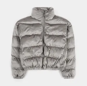 Velour Puffer Womens Jacket (Grey)