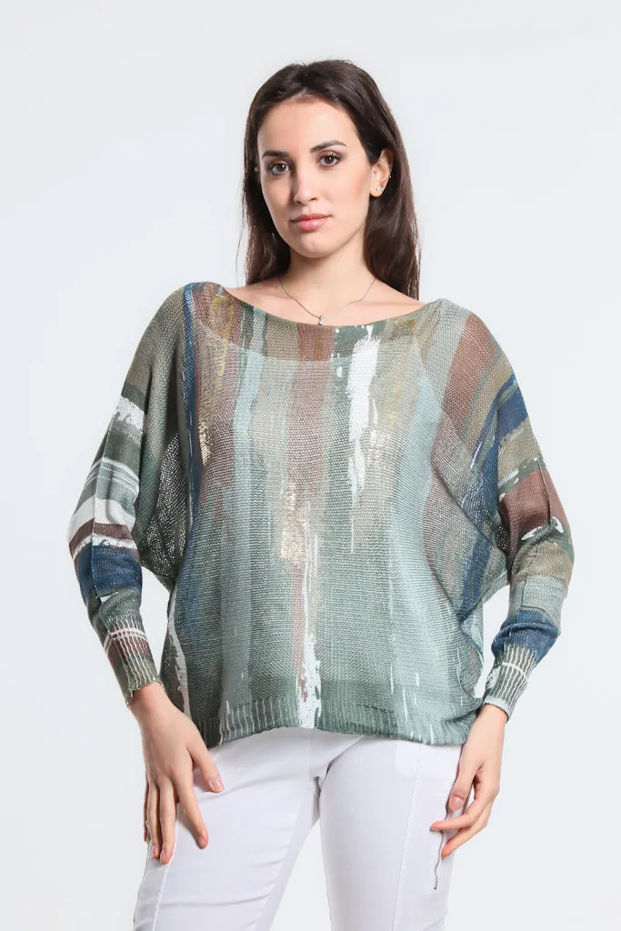 Vertical Brush Danielle Batwing Open Knit Sweater (BLS424V)