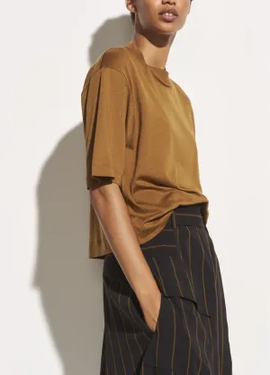 Vince - Wide Sleeve Crop Tee in Pecan