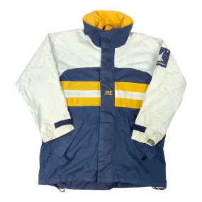 Vintage 90s White Navy Yellow Helly Hansen Waterproof Coat L