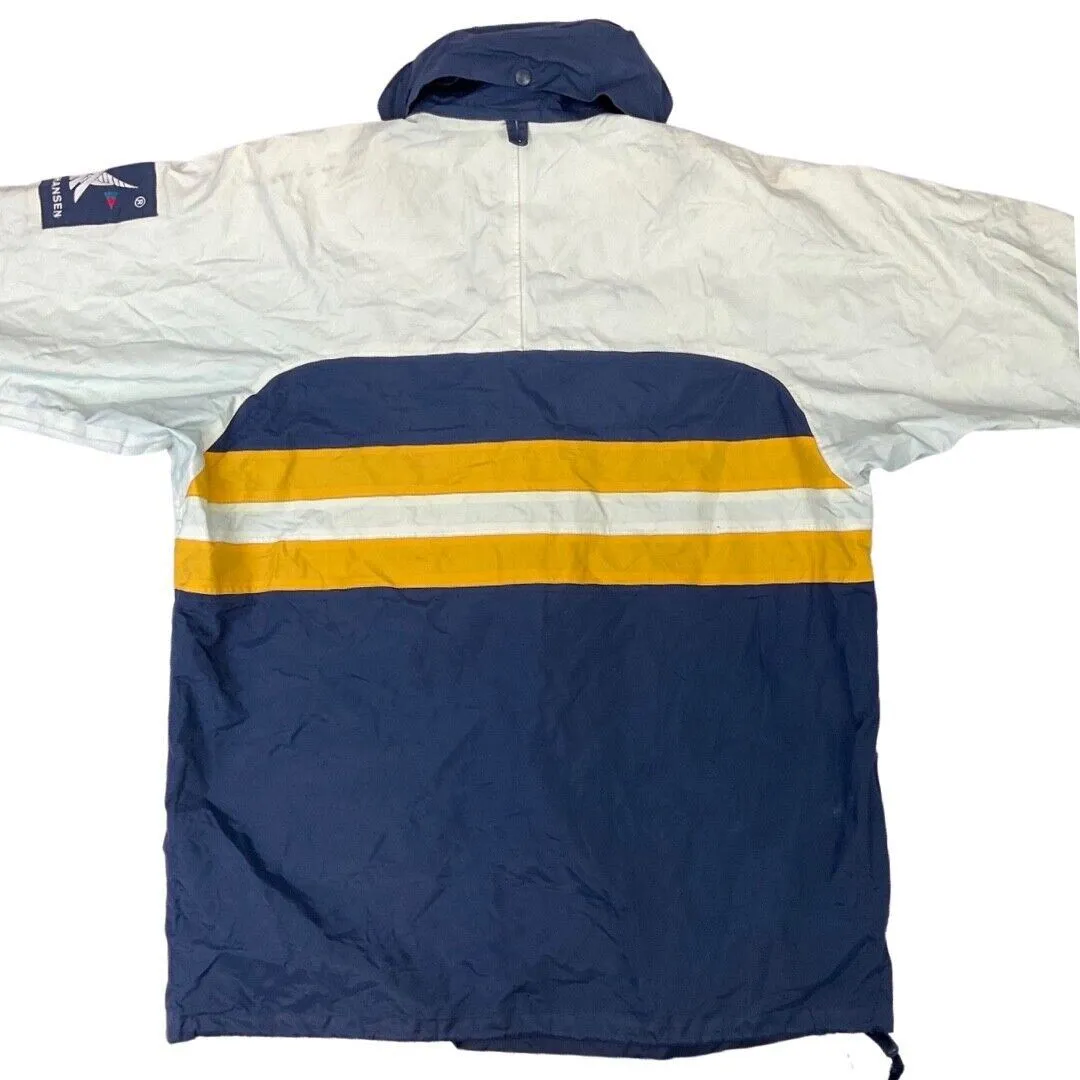 Vintage 90s White Navy Yellow Helly Hansen Waterproof Coat L