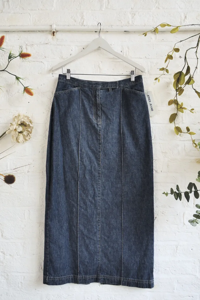 Vintage Denim Skirt -  Classic Panel Maxi - Size W31