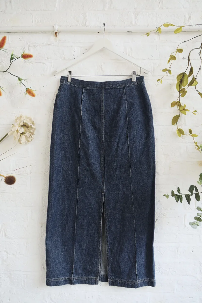 Vintage Denim Skirt -  Classic Panel Maxi - Size W31