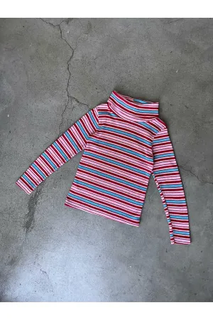 Vintage Pink Striped Turtleneck - Size 6X