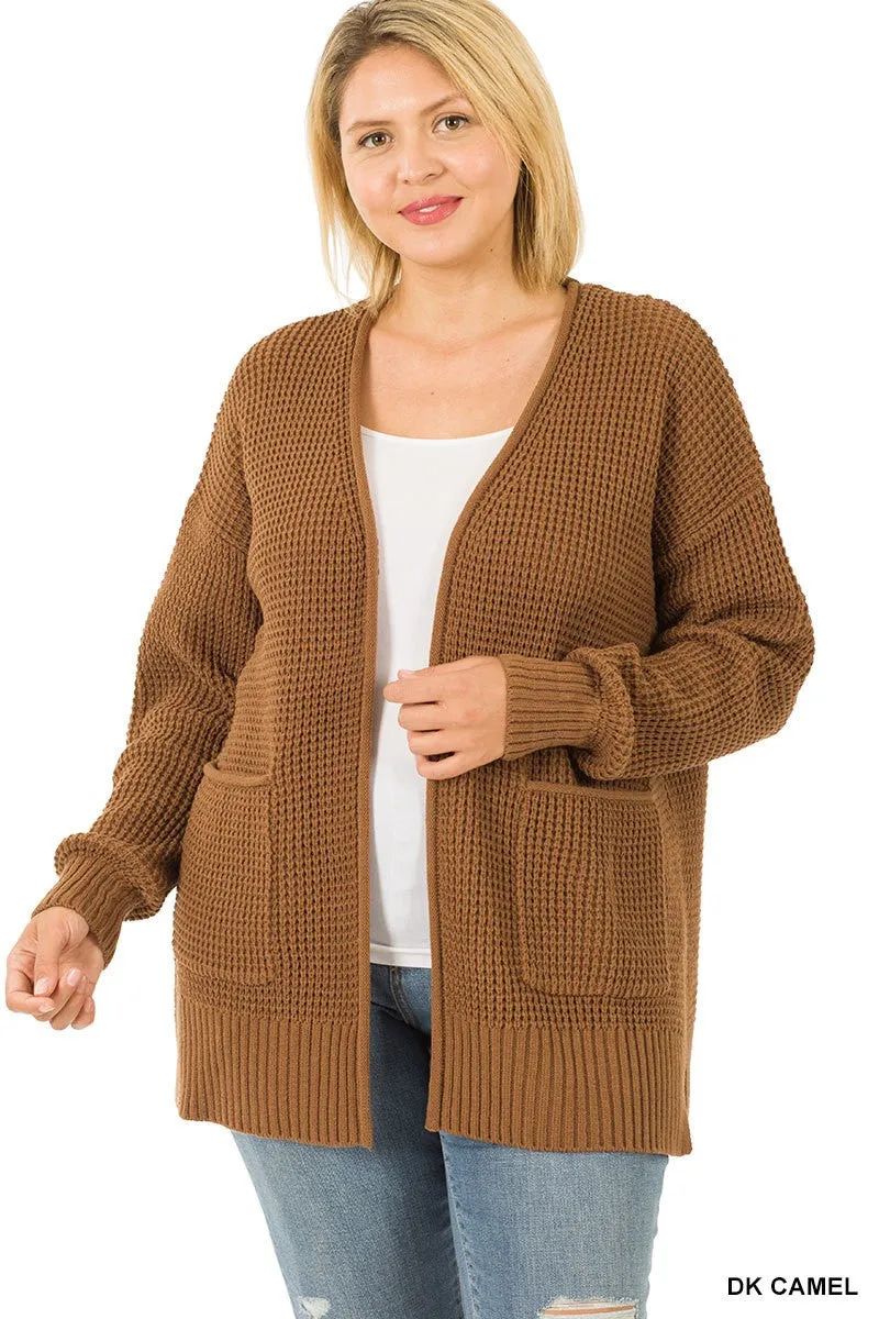 Waffle Cardigan Sweater PLUS