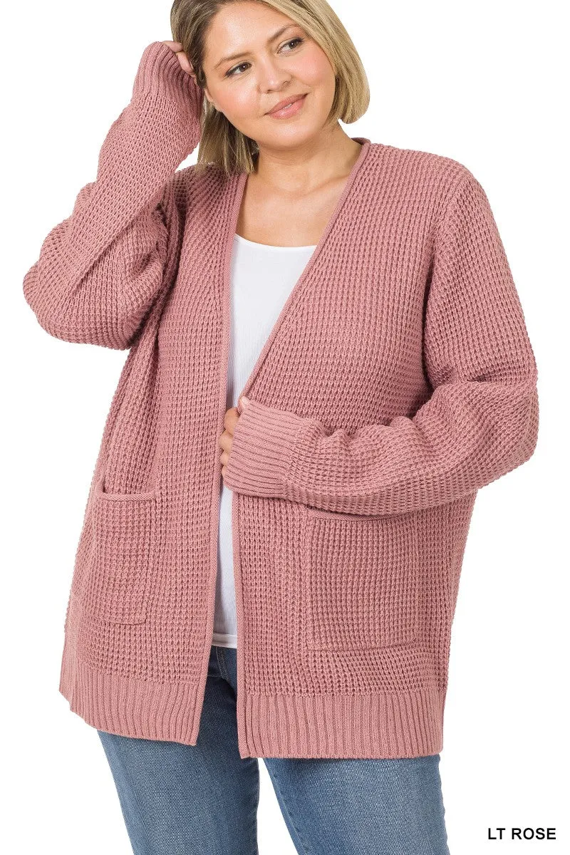 Waffle Cardigan Sweater PLUS